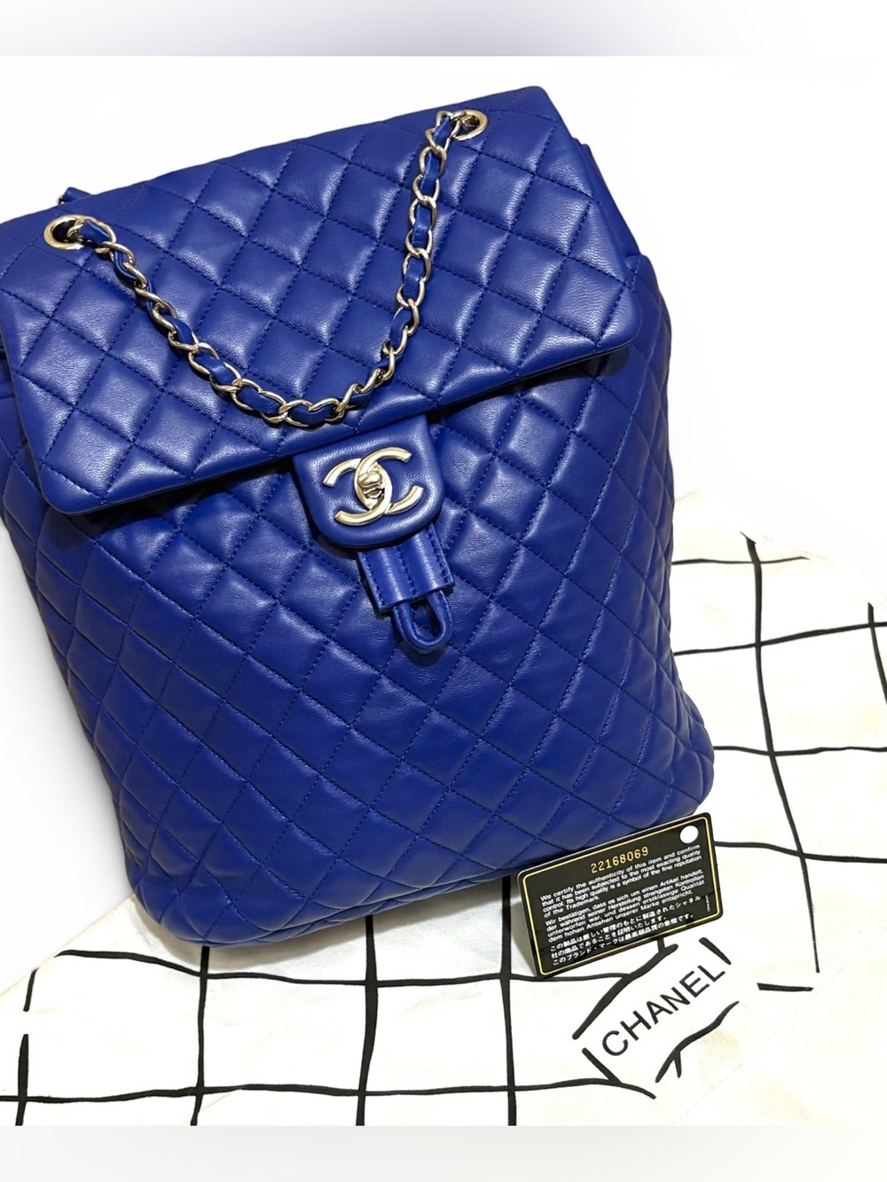 CHANEL Urban Spirit Large Backpack Royal Blue Quilted Lambskin 22 Series
